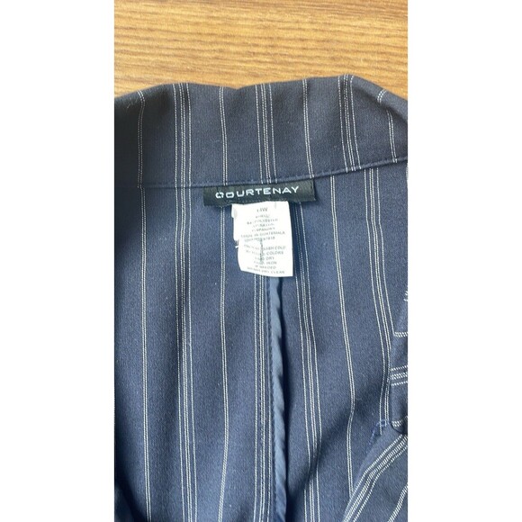 Courtenay Skirt Suit Set Women's Navy Pinstripe Short Sleeve Jacket Sz 14W NWOT - Picture 5 of 14
